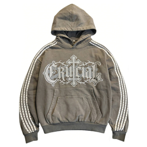 Sudadera con capucha de punto 100% algodón para hombre, personalizada al por mayor, lavado ácido, oversize, de alto gramaje, con bordado de pedrería y estampado, estilo streetwear 2026 - Product Image 1