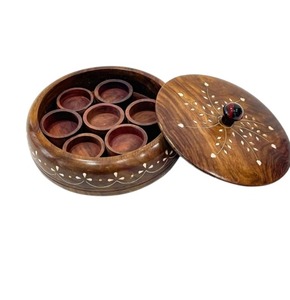 Caja Organizadora Rectangular de Madera Hecha a Mano para Almacenamiento de Té y Especias en la Cocina, India - Product Image 2