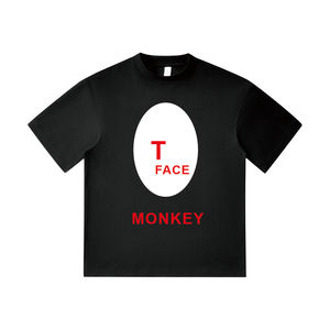 Camiseta extragrande negra T Face Monkey, camiseta informal de manga corta unisex para hombre - Product Image 1