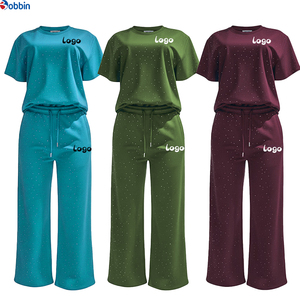 Conjunto Deportivo Personalizado con Logotipo para Mujer, Estilo Hip Hop, Manga Corta, Cuello Redondo, Estampado de Puntos, Pantalones Holgados con Cordón Ajustable, Transpirable - Product Image 5
