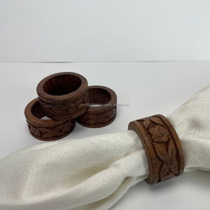 Rond de serviette en bois rustique de qualité supérieure pour les mariages fêtes de vacances ferme décoration de table à manger accessoires de cuisine - Product Image 1