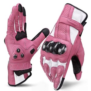 Guantes de Ciclismo de Cuero Rosa para Mujer, Transpirables, con Cierre de Velcro, para Verano, con Pantalla Táctil, Cómodos - Product Image 1