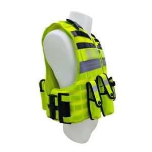 Chaleco de seguridad reflectante de alta visibilidad con diseño de malla y logotipo personalizado para trabajo al aire libre - Product Image 6