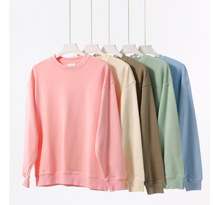 เสื้อสเวตเชิ้ตคอกลมโอเวอร์ไซส์แบบยูนิเซ็กซ์ สีพื้น ผ้าถัก แขนยาว สวมใส่สบายๆ สำหรับฤดูใบไม้ร่วง ผลิตจากผ้าฝ้าย 100% ย้อมสีพื้น - Product Image 1
