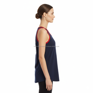 Private Label 100% Cotton Tank <b>Top</b> Women Custom Logo Contrast Binding Ringer Sleeveless Vest <b>Top</b> Female Manufacturer Wholesale - Product Image 3
