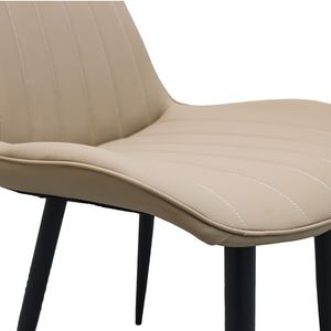 Set di 4 Sedie da Pranzo Senza Braccioli in Pelle PU Kaki con Gambe in Metallo per Cucina e Ristorante - Product Image 2