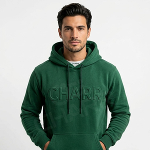 Sweat-shirt à logo gaufré de haute qualité, sweat-shirt personnalisé surdimensionné, sweat-shirt blanc à impression 3D gaufrée pour hommes - Product Image 3