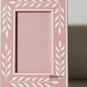 Luna Floral Bone Inlay <b>Photo</b> <b>Frame</b> in <b>Pink</b> Finish Handmade <b>Pink</b> Bone Inlay Decorative Picture <b>Frame</b> - Product Image 3