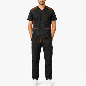 Ensemble de vêtements d'infirmier pour hommes de qualité supérieure avec pantalon respirant et extensible, rangement pratique et design professionnel - Product Image 3