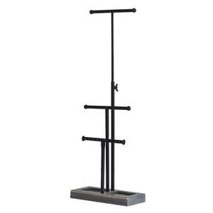 ชั้นวางเครื่องประดับทำจากไม้และเหล็ก3ชั้นกล่องโชว์เครื่องประดับสีดำสีเทา - Product Image 1