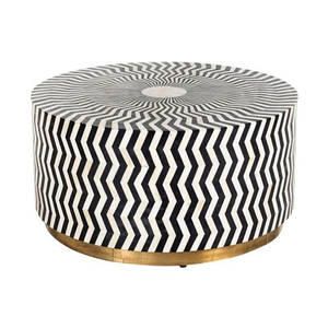 Modern Bone Inlay Coffee <b>Table</b> with Brass Base Handmade Storage Wood Living Room Furniture From India - Product Image 6