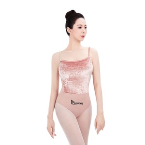 Justaucorps personnalisé en velours écrasé 240 GSM, polyester élasthanne, bretelles spaghetti, bicolore, extensible, pour la danse, la gymnastique et l'entraînement - Product Image 3