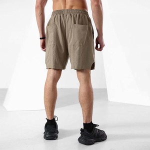 Pantalones Cortos Bermuda de Algodón Gris para Hombre, Cintura con Cordón, Bolsillos, Ropa Deportiva Informal para Gimnasio, Transpirables, de Tiro Medio - Product Image 4