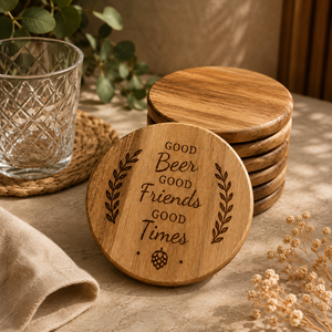 Modern Geometric Laser Cut Solid Wood Coaster Handcrafted Heat Resistant Drink Mat Contemporary <b>Table</b> <b>Protector</b> Coffee Tea - Product Image 5