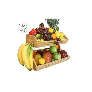 Canasta para Frutas de 2 Niveles, Soporte para Plátanos, Organizador de Frutas para Encimera de Cocina, Almacenamiento de Verduras de Alambre Metálico - Product Image 6
