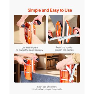 Set di 2 Morsetti per Trasporto Lastre in Pietra, Capacità di Carico 660 Libbre, Sollevatori per Pannelli in Granito, Attrezzi di Sollevamento con Costruzione in Gomma - Product Image 3