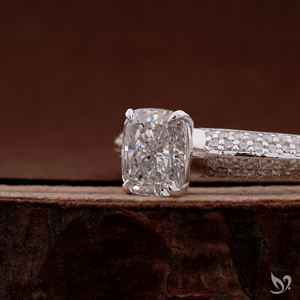 1 CT elongated <b>cushion</b> lab grown diamond engagement <b>ring</b> in 10K white gold with micro pave band IGI certified bridal <b>ring</b> - Product Image 2