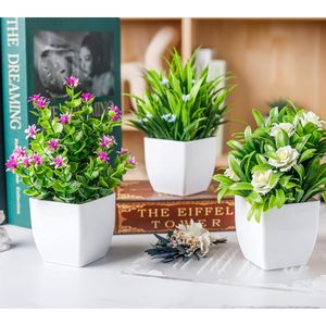 Confezione da 4 piccoli fiori artificiali per decorazioni primaverili, centrotavola, scrivania, casa, bagno, ufficio, piante finte - Product Image 2