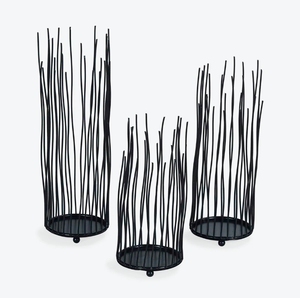 Modern Black Wire Handmade Eco-Friendly Durable Pillar Candle Holder Set Abstract Branch Design <b>Hurricane</b> <b>Lanterns</b> Home Decor - Product Image 3
