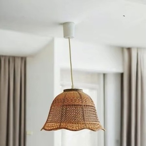Abat-jour en rotin tressé Ecowoodies, design antique rustique, pour lustre, grand abat-jour pour salon, montage au plafond - Product Image 5