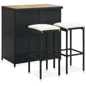 Conjunto de Muebles de Patio Rectangulares de Ratán PE Negro, Colección Estándar - Product Image 1
