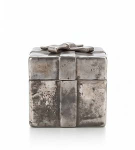 Boîte de rangement personnalisée en métal argenté sculpté pour fruits secs et dates, avec ruban cadeau, conteneur à collation - Product Image 1