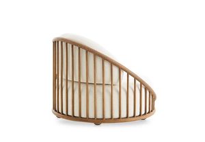 <b>Teak</b> Wood Lounge <b>Chair</b> with Fabric Cushion Minimalist Indoor Furniture - Product Image 6