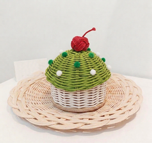 Elegant Colorful Rattan Cupcake Shape <b>Gift</b> Basket Ramadan Kareem <b>Eid</b> Mubarak <b>Gift</b> <b>Box</b> For Candy Handmade Party Decoration - Product Image 3