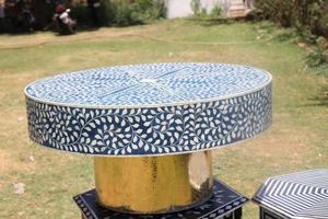 Mesa con Incrustaciones de Hueso de ILAHI, Diseño Moderno con Detalles de Ágata, Almacenamiento Portátil, Muebles para el Hogar - Product Image 4