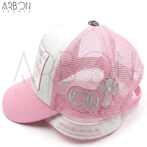 หมวกแก๊ปทรงทรัคเกอร์ 5 ชิ้นแบบสั่งทำพิเศษ พร้อมป้ายปักลาย คุณภาพสูง ด้านหลังเป็นตาข่าย ปรับขนาดได้ สีชมพูและสีขาวตัดกัน ดีไซน์เก๋ - Product Image 3