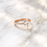 Bague Solitaire de Fiançailles en Argent S925 Plaqué Or Rose 18K avec Zircon Poire 6x9mm Qualité 5A – Vente en Gros