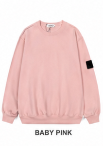 Mint Green Oversized Crew Neck Fleece Windproof Sweatshirt 100% Cotton Pullover Unisex Casual Solid Color Loose Fit Autumn Style - Product Image 2