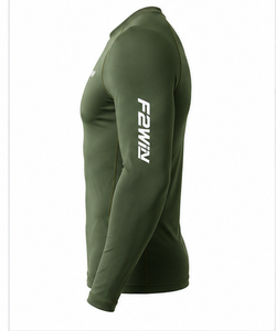 FEWIN Rash Guard Unisexe Vert Olive Séchage Rapide Compression Anti-Bactérien Écologique Spandex/Polyester Manches Longues Haut de Sport - Product Image 3