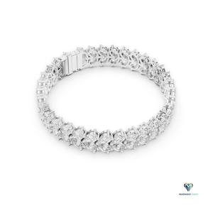 17.58 CT Pear Cut Lab Grown Diamond Bracelet in 14K <b>Solid</b> <b>Gold</b>, Symmetrical Leaf Pattern Collet Set Fine Jewelry for Women - Product Image 3