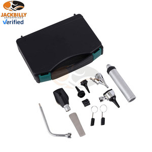 Ensemble d'otoscope et d'ophtalmoscope vétérinaire en acier inoxydable, instrument de diagnostic médical ORL manuel, éclairage à fibre optique pour animaux - Product Image 2