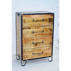 Vintage Industrial Solid Wood Multi-Drawer Cabinet <b>Rustic</b> Finish Home <b>Furniture</b> for Living Room Office Convertible for Farmhouse - Product Image 4