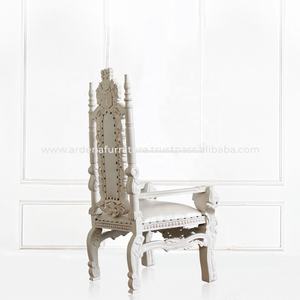 Chaise de trône pour enfants en bois massif de style français touffeté indonésien bon marché, blanc, salon, hôtel, appartement, villa - Product Image 5