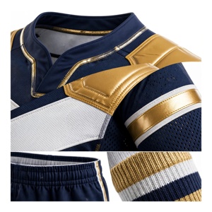 Unisex Royal Blue Gold <b>Soccer</b> Uniform Set Long <b>Sleeve</b> Jersey Shorts <b>Socks</b> Breathable Polyester Sublimation Adult - Product Image 6