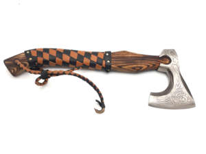 Hache artisanale en acier Damas à haute teneur en carbone 1095, qualité DIY, avec manche en bois industriel gravé, pour camping et usages multiples en extérieur - Product Image 5