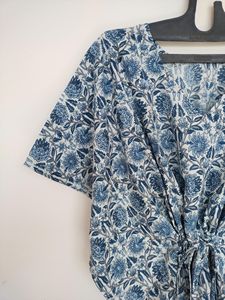 Vestido Kaftán Boho de Verano para Mujer, Ligero, 100% Algodón, Estampado Floral Tropical, Corte en A, Talla Grande, 3/4 - Product Image 2