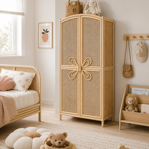 Armoire de rangement en rotin au design signature pour chambre d'enfant et chambre de bébé, armoire en rotin faite à la main, meubles pour chambre d'enfant - Product Image 4