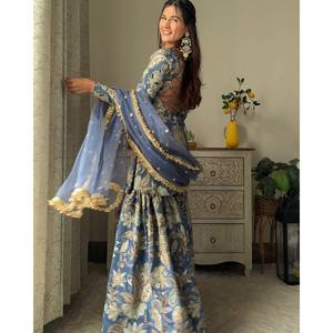 Ensemble de vêtements de soirée de créateur pour femmes, haut et bas, fantaisie, Dupatta - Product Image 5