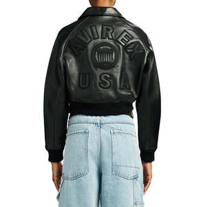 Black Color Women's Leather Avirex <b>Jackets</b> with Premium Leather Crop Design Sexy Fit Latest <b>Winter</b> Women Avirex Leather <b>Jacket</b> - Product Image 4