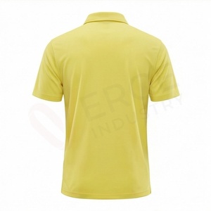 Men's Yellow Short Sleeve Knitted Polo Shirt Solid Casual Regular Fit Button Design - Product Image 2