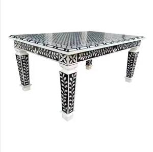 Table de chevet artisanale en os incrusté pour la décoration de Noël, designs personnalisés, style antique, incrustation MOP et os - Product Image 3