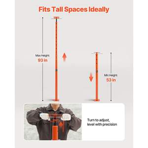 Lot de 2 vérins télescopiques réglables en acier, plage de hauteur 53-93 pouces, capacité de charge maximale 18 000 lb, pour nivellement de sol et levage de maisons - Product Image 3