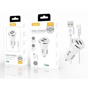 Cargador de Coche S&N con 2 Puertos USB Tipo C 3.1A de Alta Potencia y Carga Rápida para Teléfono y Tableta - Product Image 1