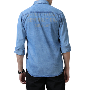 Chemise en jean confortable pour homme, tissu en jean personnalisable, vente en gros de coton - Product Image 3