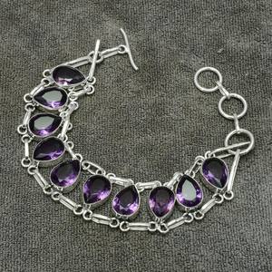 <b>Amethyst</b> Gemstone <b>Bracelet</b> Handmade 925 Sterling Silver Jewelry Natural Purple Stone Womens <b>Bracelet</b> Gift - Product Image 2