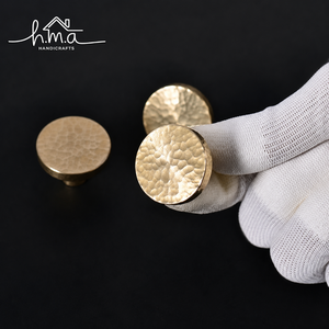 Hammered Brass Round Cabinet Knob <b>Gold</b> Finish Textured <b>Drawer</b> <b>Pull</b> Minimalist Furniture Hardware - Product Image 1